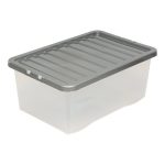 45L Silver Plastic Storage Box Silver