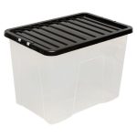 80L Black Plastic Storage Box Black