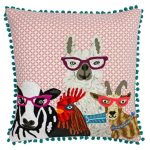 Paoletti Funky Selfie Embroidered Cushion Pink/Blue/White/Red/Orange/Green