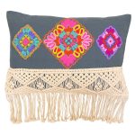 Paoletti Apache Grey Embroidered Cushion Grey