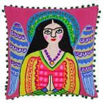 Paoletti Frieda Angel Embroidered Cushion Pink/Blue/White/Red/Orange/Green