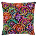 Paoletti Neon Fans Embroidered Cushion Pink/Blue/White/Red/Orange/Green