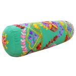 Paoletti Turin Green Embroidered Bolster Cushion Green