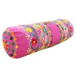 Paoletti Turin Pink Embroidered Bolster Cushion Pink