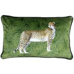 Paoletti Green Cheetah Botanical Cushion Green