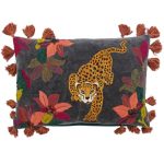 Paoletti Kenzie Grey Embroidered Tiger Cushion Grey