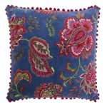 Paoletti Malisa Blue Floral Velvet Cushion Blue