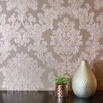 Textured Foil Rose Gold Damask Wallpaper Rose Gold