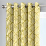 Brooklyn Ochre Geo Eyelet Curtains Ochre