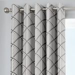 Brooklyn Grey Geo Eyelet Curtains Grey