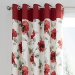 Adriana Red Floral Eyelet Curtains Red